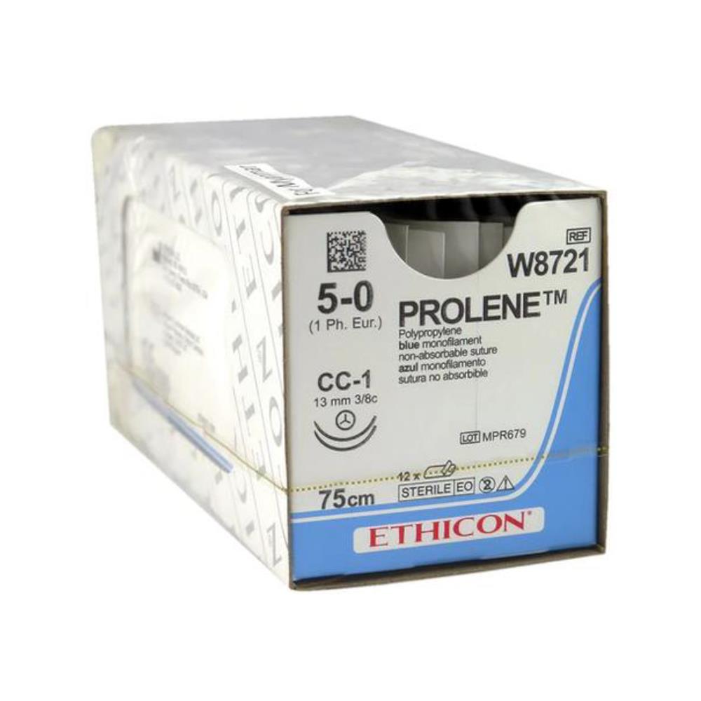 Ράμμα Prolene No 5/0, με διπλή κόπτουσα βελόνα 13mm, 3/8 κύκλου, μήκος ράμματος 75cm
