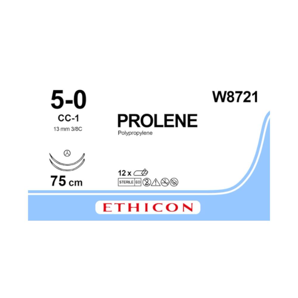 Ράμμα Prolene No 5/0, με διπλή κόπτουσα βελόνα 13mm, 3/8 κύκλου, μήκος ράμματος 75cm