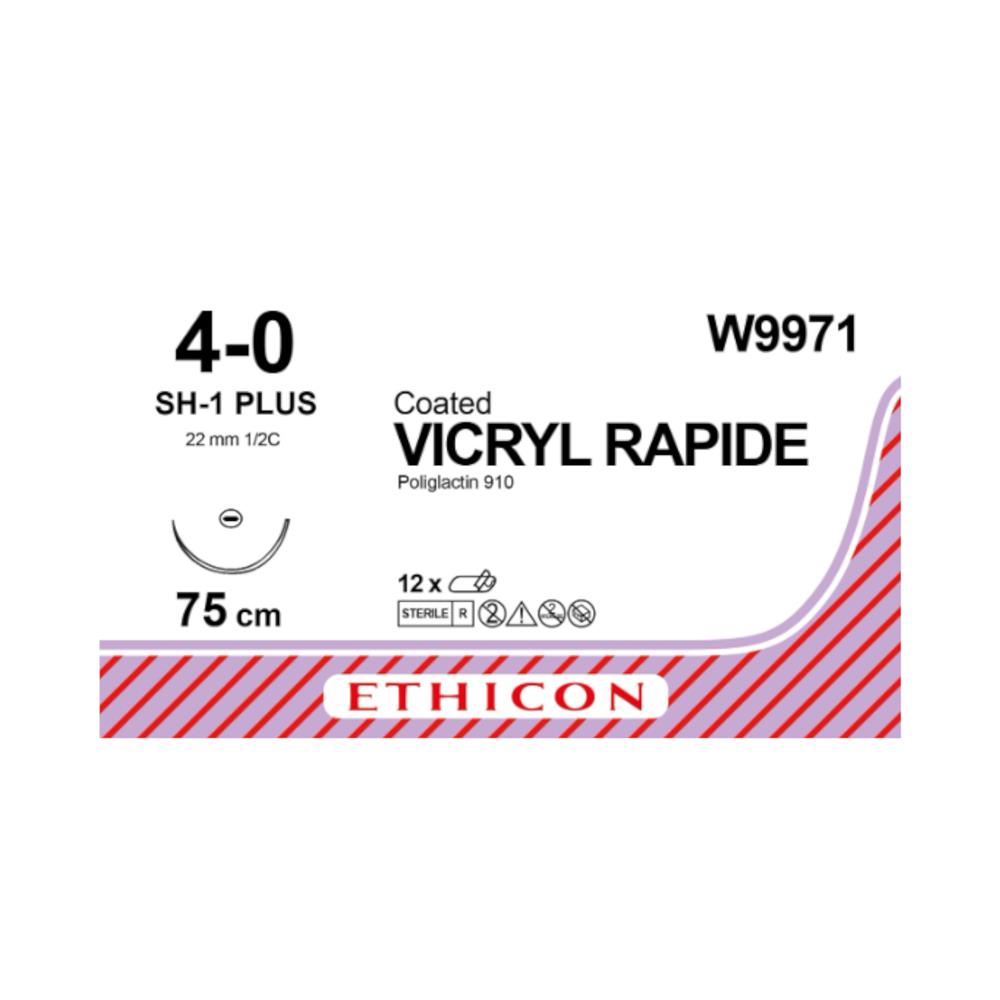 Ράμμα απορροφήσιμο Vicryl Rapide No 4/0 με βελόνα 22mm στρογγυλή, 1/2c, μήκος ράμματος 75cm
