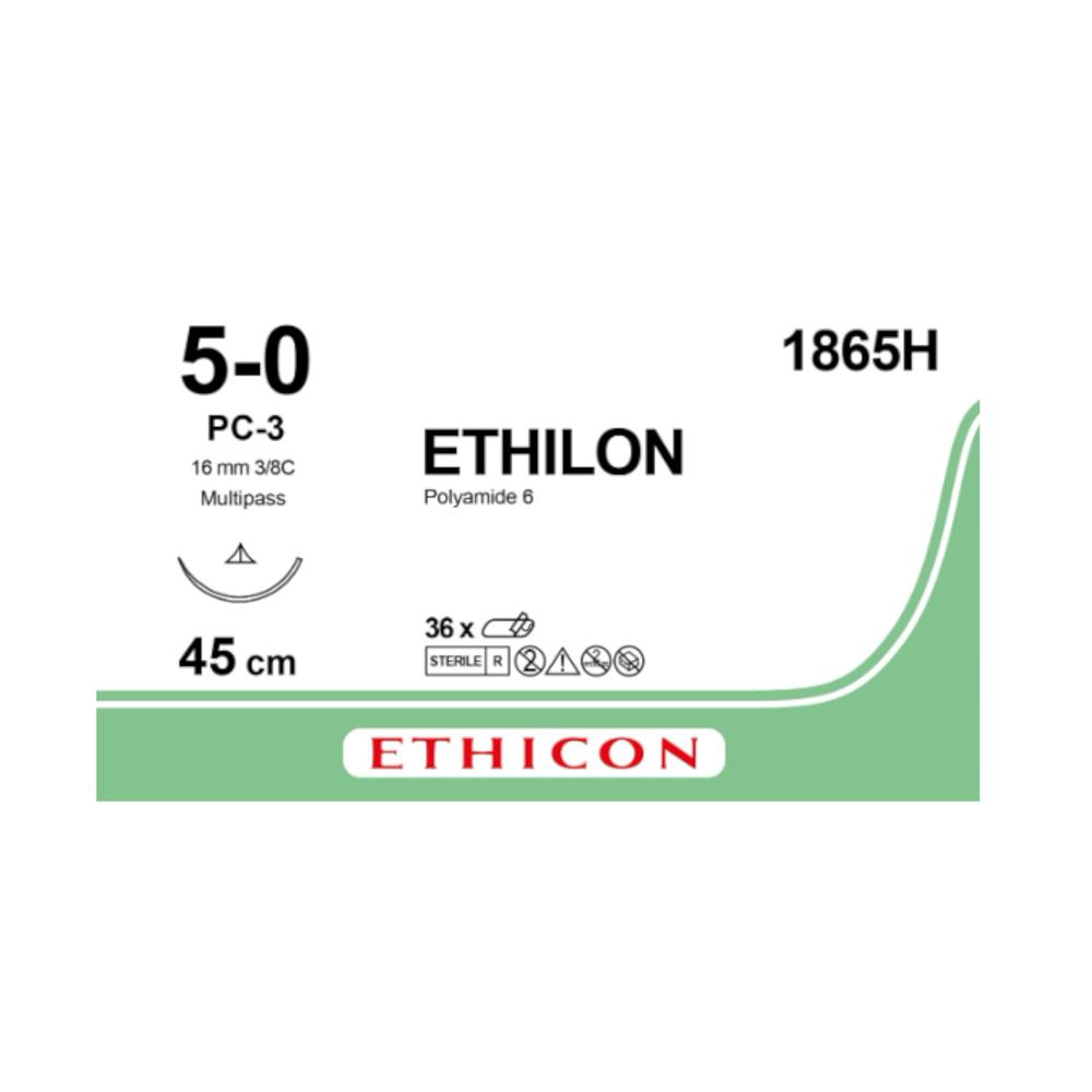 Ράμμα Ethilon No 5/0 με Bελόνα 16mm Κόπτουσα Πλαστικής P 3/8c Multipass Slim Blade, μήκος ράμματος 45cm