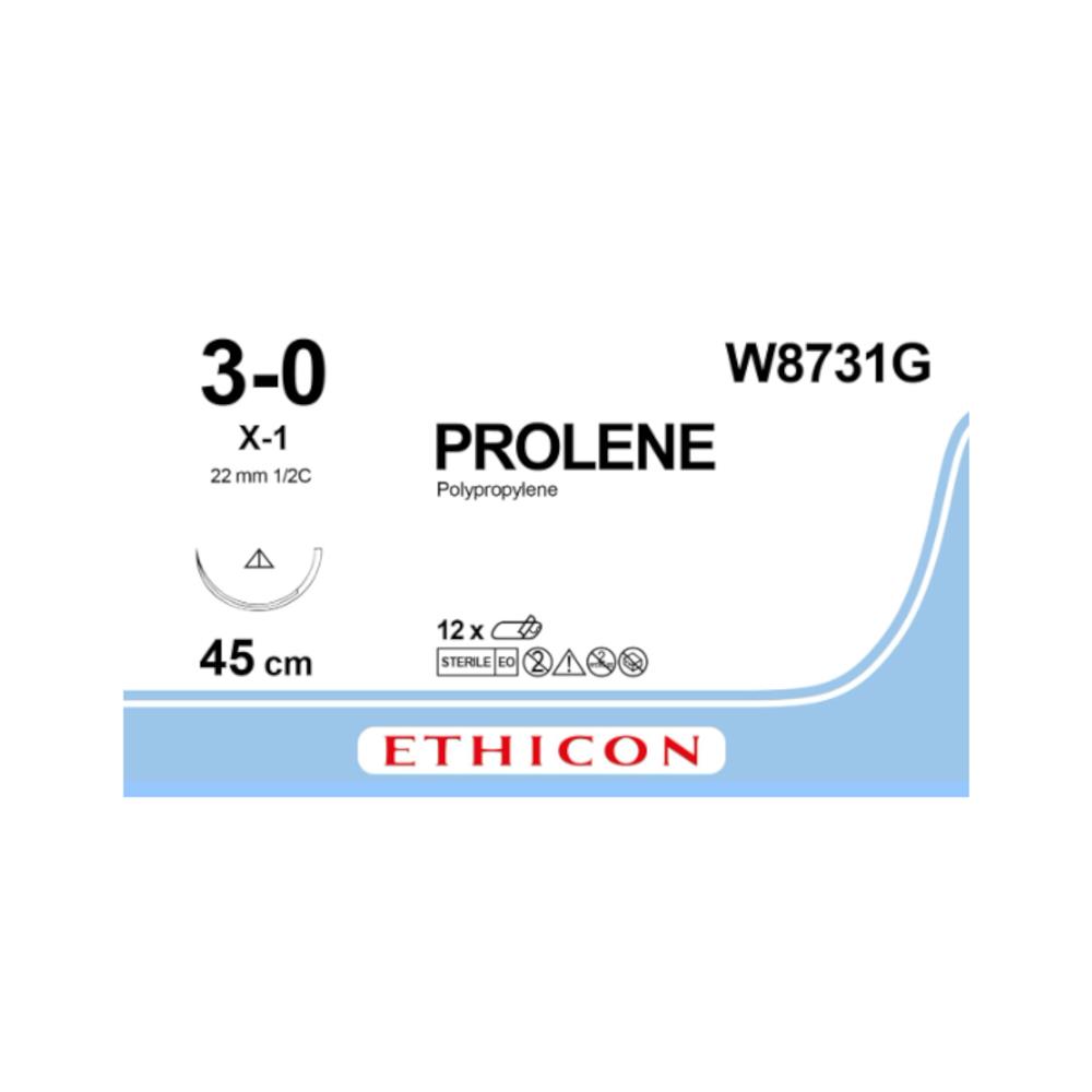 Ράμμα Prolene No 3/0 με Κόπτουσα βελόνα 22mm, 1/2 κύκλου, μήκος ράμματος 45cm