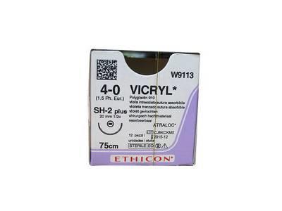 Ράμμα Vicryl No 4/0 με βελόνα 20mm Στρογγυλή 1/2c, μήκος ράμματος 75cm