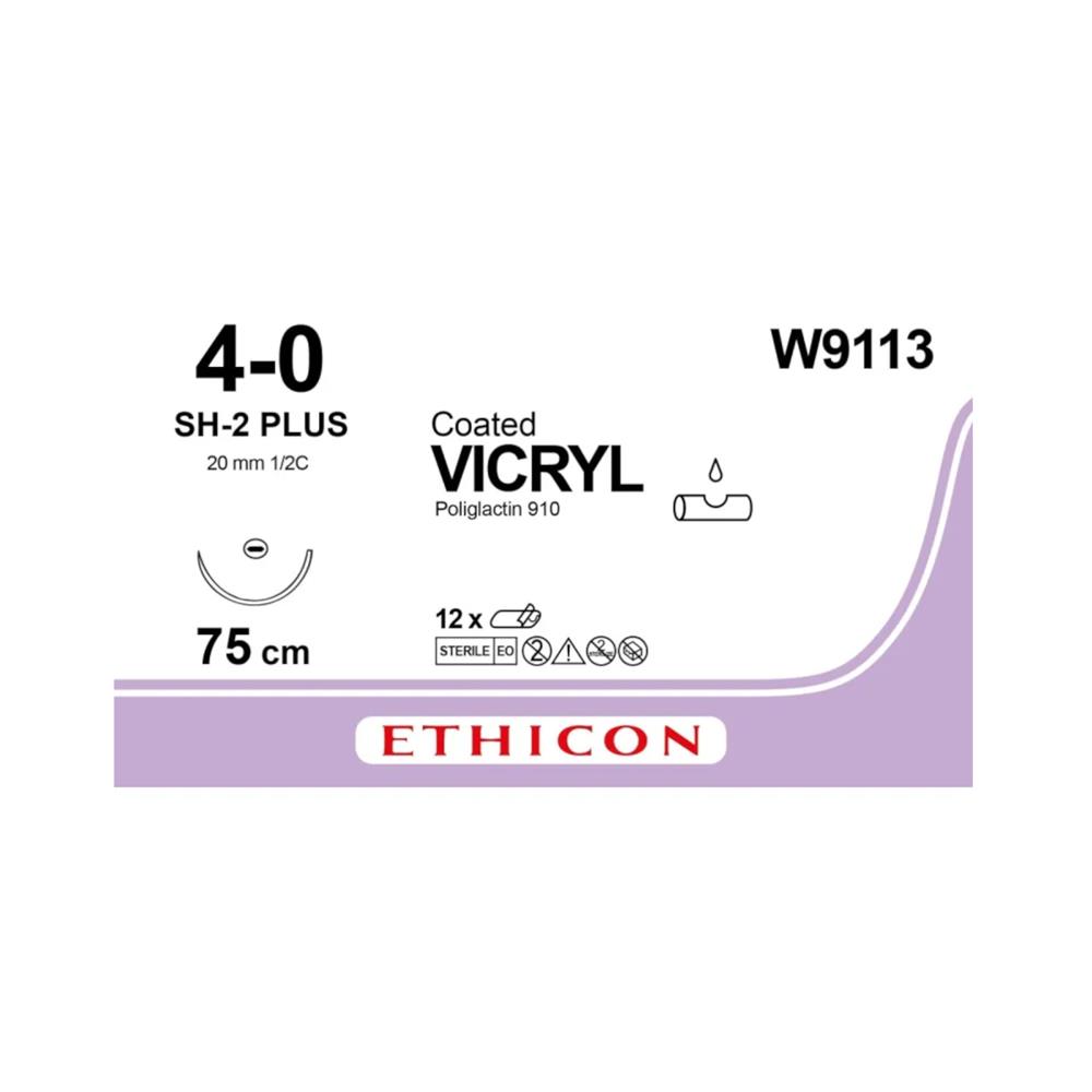 Ράμμα Vicryl No 4/0 με βελόνα 20mm Στρογγυλή 1/2c, μήκος ράμματος 75cm