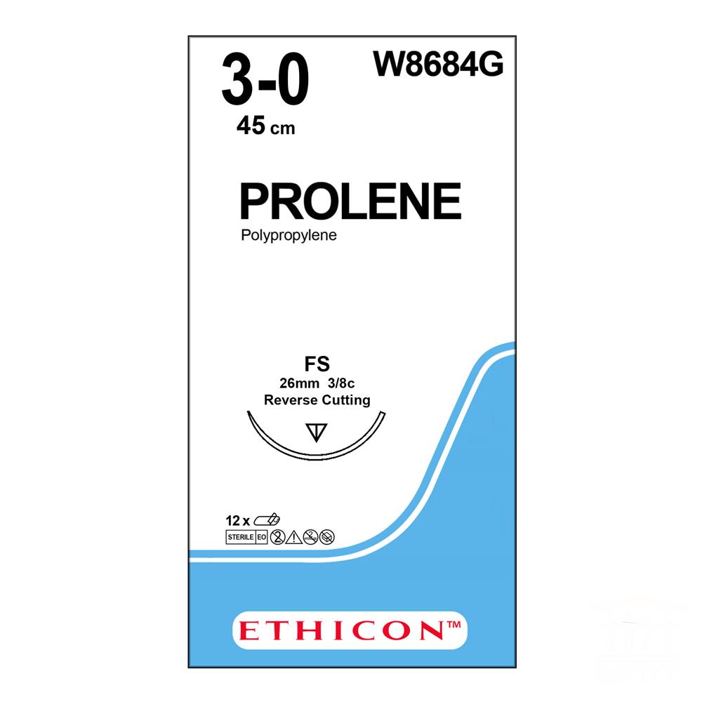 Ράμμα Prolene No 3/0 με βελόνα  FS 26mm Αντιστρόφως Κόπτουσα, FS 3/8 κύκλου, μήκος ράμαμτος 45cm