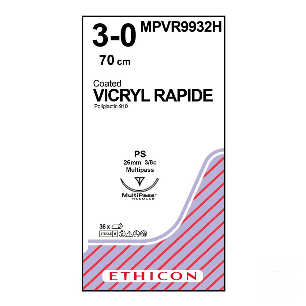 Ράμμα Vicryl Rapide No 3/0 με βελόνα 26mm Αντ. Κόπτουσα Πλαστικής P 3/8c, μήκος ράμματος 70cm