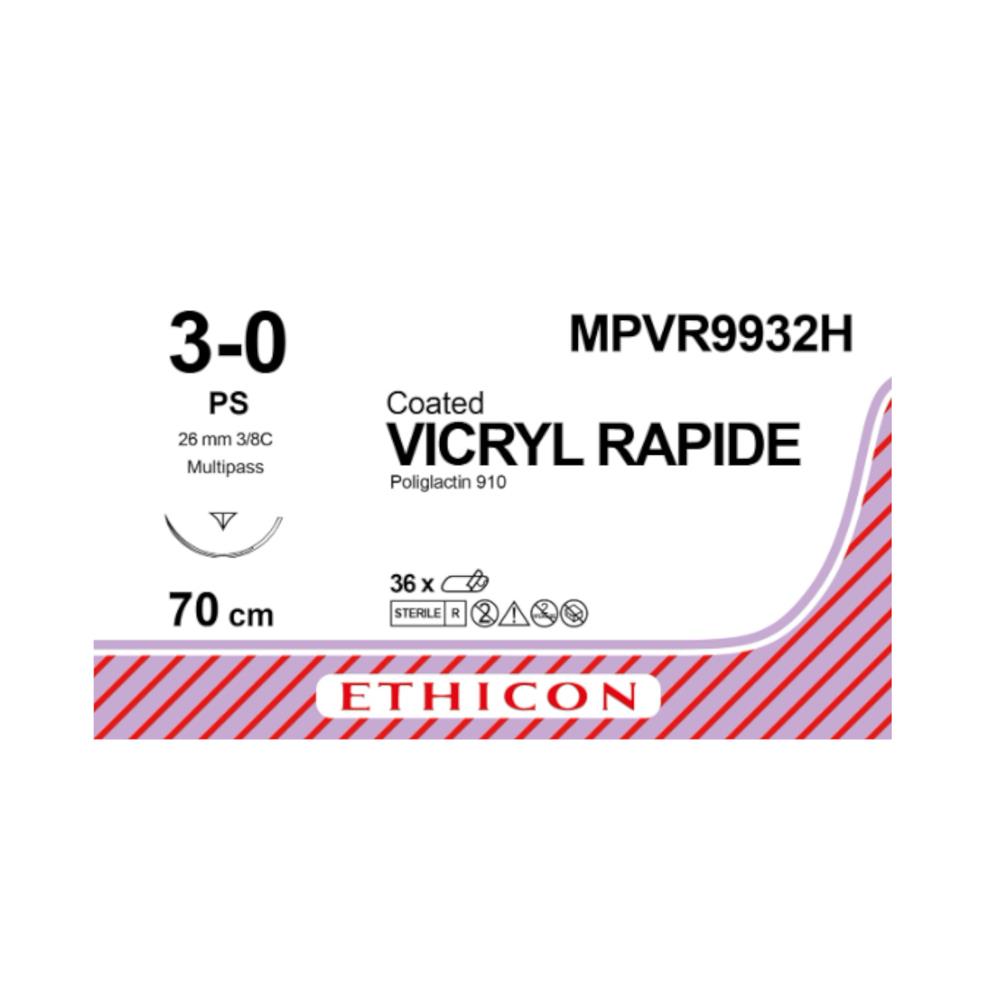 Ράμμα Vicryl Rapide No 3/0 με βελόνα 26mm Αντ. Κόπτουσα Πλαστικής P 3/8c, μήκος ράμματος 70cm