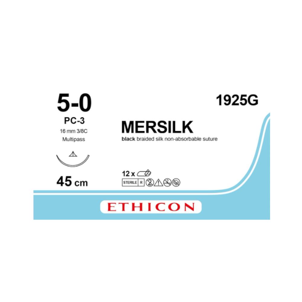 Ράμμα Perma-Hand Black Braided No 5/0 με βελόνα 16mm Κόπτουσα 3/8 κύκλου (Slim Blade), μήκος ράμματος 45cm