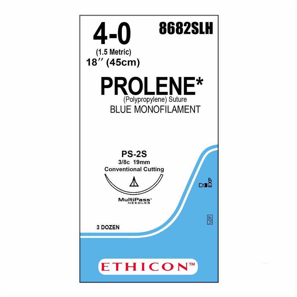 Ράμμα Prolene J&J 4/0 με βελόνα 19mm Κόπτουσα Πλαστικής PS-2S Multipass, 3/8c, μήκος ράμματος 45cm