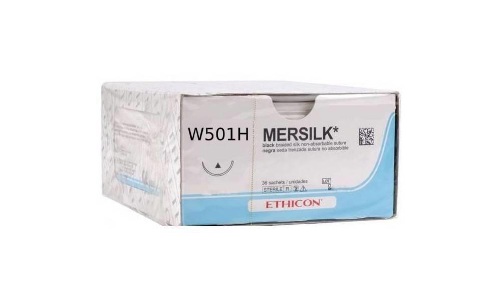 Ράμμα Mersilk No 4/0 με βελόνα 16mm Κόπτουσα 3/8 κύκλου,μήκος ράμματος 75cm