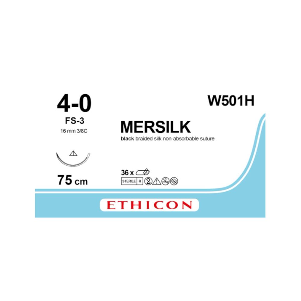 Ράμμα Mersilk No 4/0 με βελόνα 16mm Κόπτουσα 3/8 κύκλου,μήκος ράμματος 75cm
