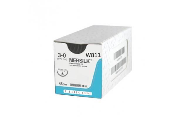 Ράμμα Mersilk No 4/0 με βελόνα 13mm Αντ. Κόπτουσα 3/8 κύκλου,μήκος ράμματος 45cm