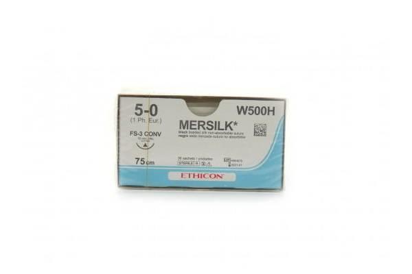 Ράμμα Mersilk No 5/0 με βελόνα 16mm Κόπτουσα 3/8 κύκλου,μήκος ράμματος 75cm