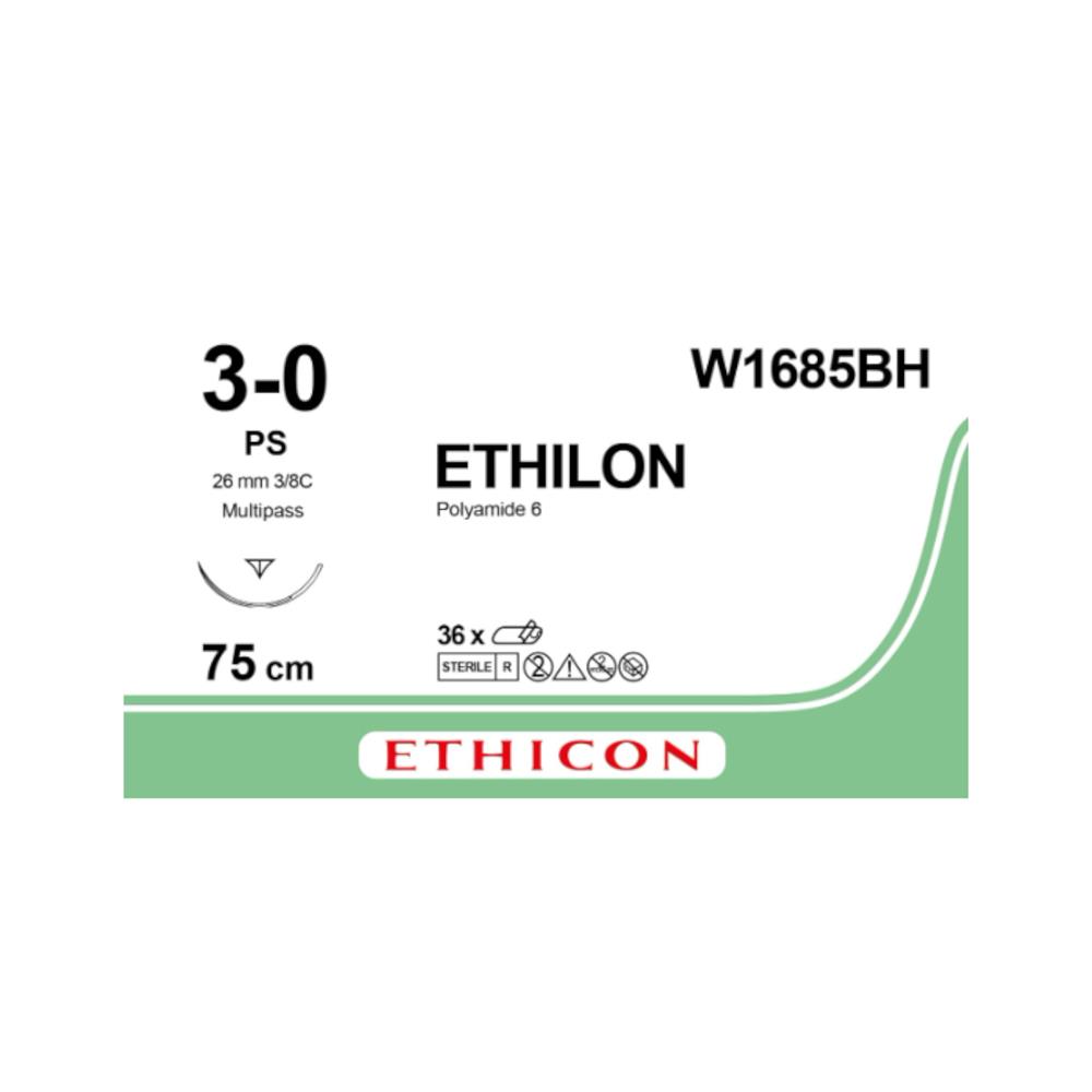 Ράμμα Ethilon No 3/0 με βελόνα 26mm Αντ. Κόπτουσα Πλαστικής P Multipass 3/8 κύκλου, μήκος ράμματος 75cm