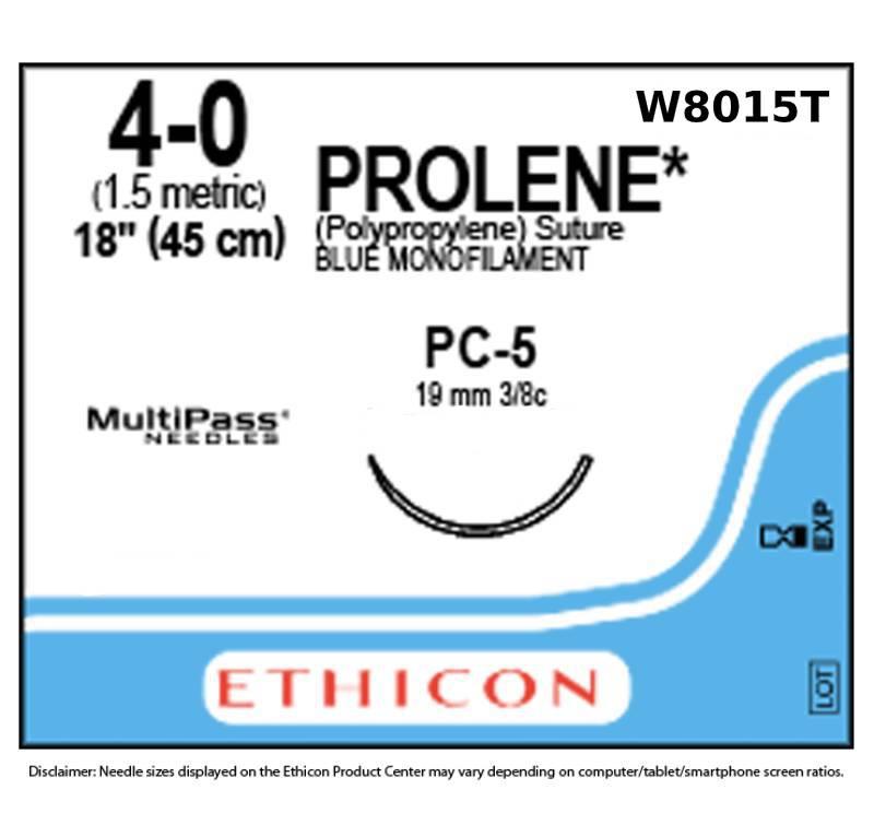 Ράμμα Prolene No 4/0 με βελόνα 19mm Αντιστρόφως Κόπτουσα Πλαστικής Prime 3/8 κύκλου, μήκος ράμματος 45cm