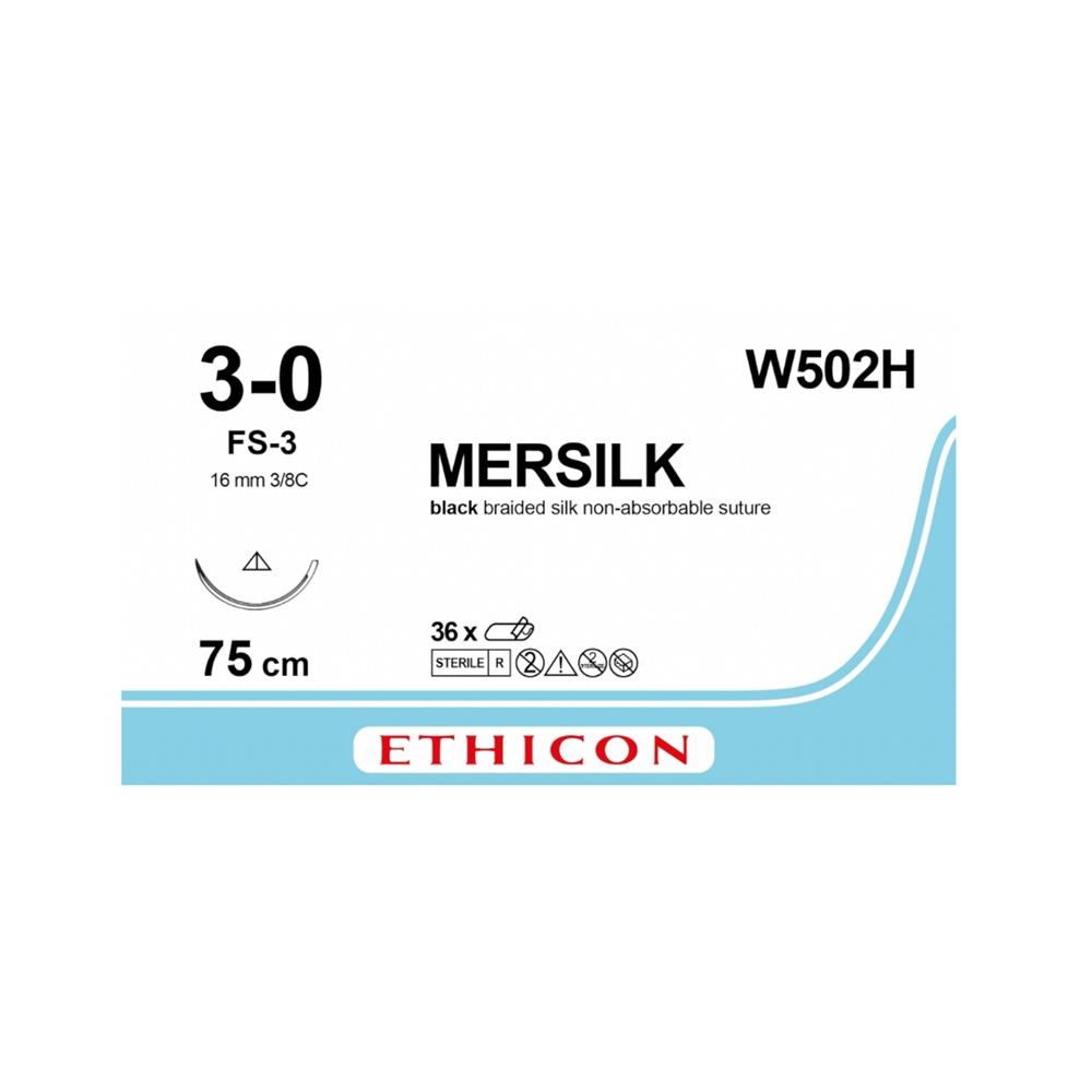 Ράμμα Mersilk No 3/0 με βελόνα 16mm Κόπτουσα 3/8 κύκλου,μήκος ράμματος 75cm