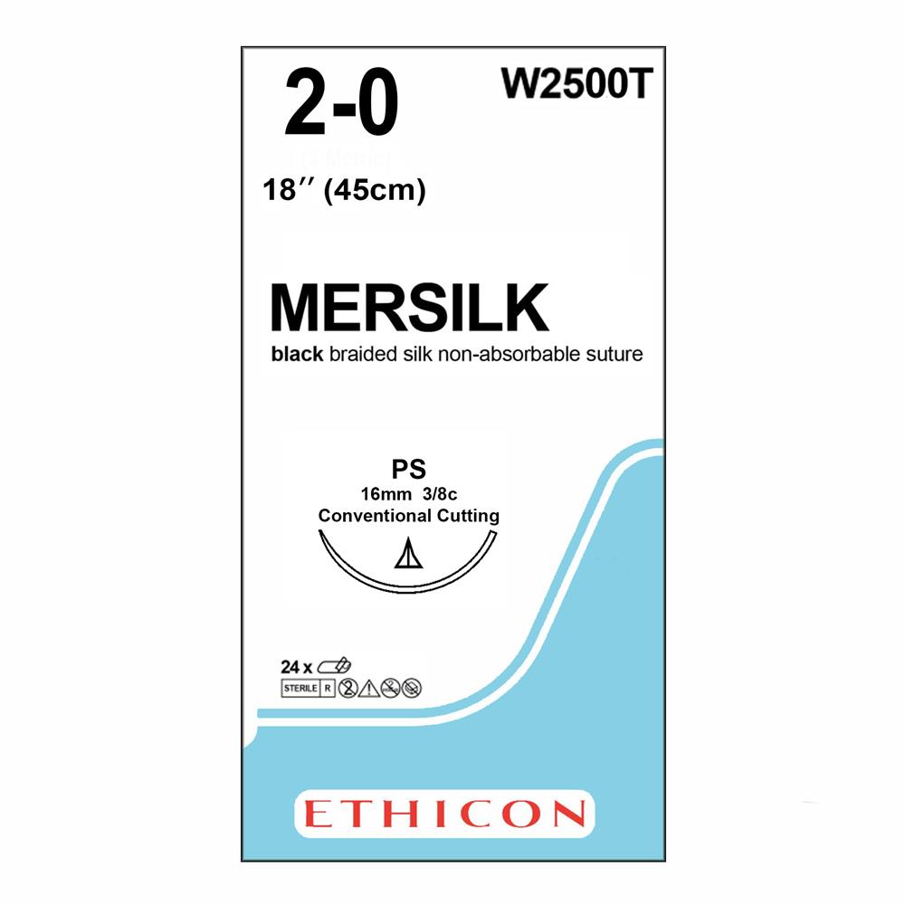 Ράμμα Mersilk No 5/0 με βελόνα 16mm Κόπτουσα Πλαστικής P 3/8 κύκλου,μήκος ράμματος 45cm