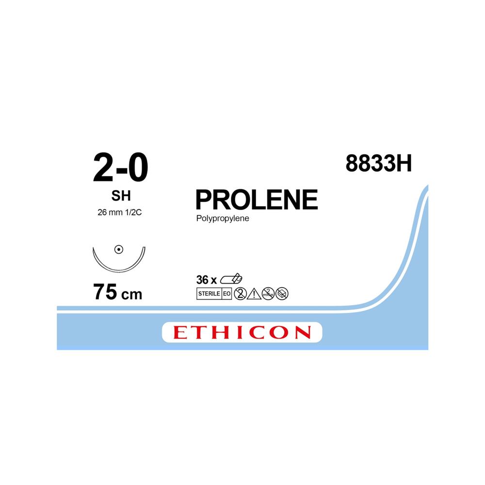 Ράμμα Prolene No 2/0, με στρογγυλή βελόνα 26mm, 1/2 κύκλου, μήκος ράμματος 75cm