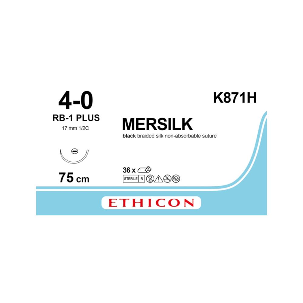 Ράμμα Mersilk No 4/0 με βελόνα 17mm Στρογγυλή 1/2 κύκλου,μήκος ράμματος 75cm