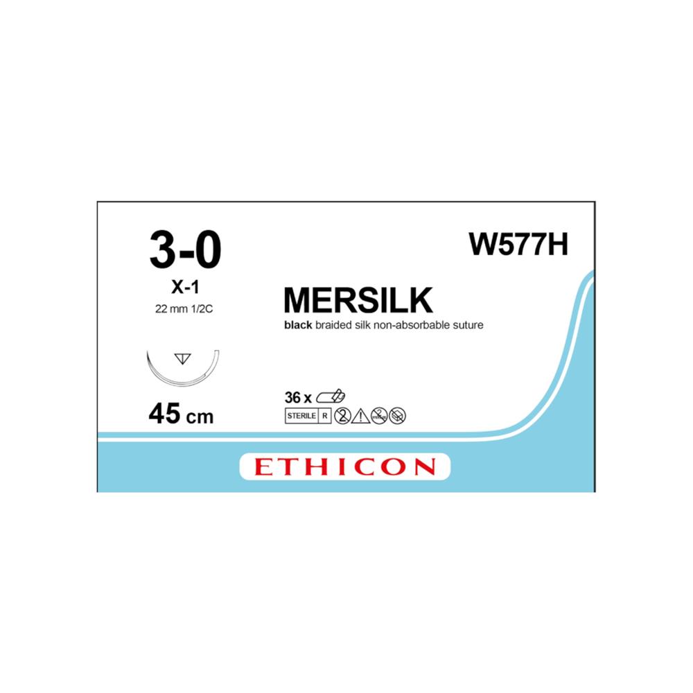 Ράμμα Mersilk J&J No 3/0 με βελόνα 22mm Κόπτουσα 1/2 κύκλου,μήκος ράμματος 45cm