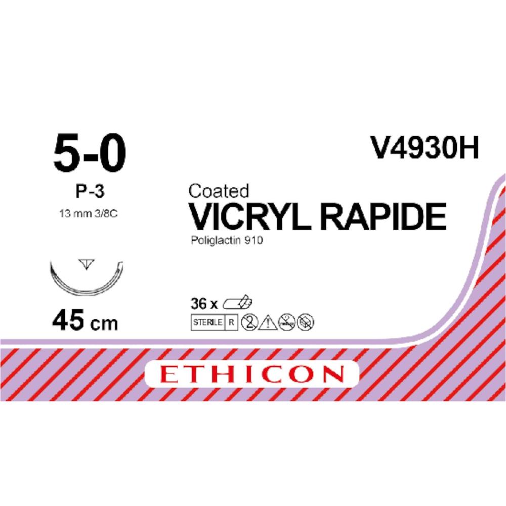 Ράμμα Vicryl Rapide No 5/0 με βελόνα 13mm Αντ. Κόπτουσα Πλαστικής P 3/8c, μήκος ράμματος 45cm