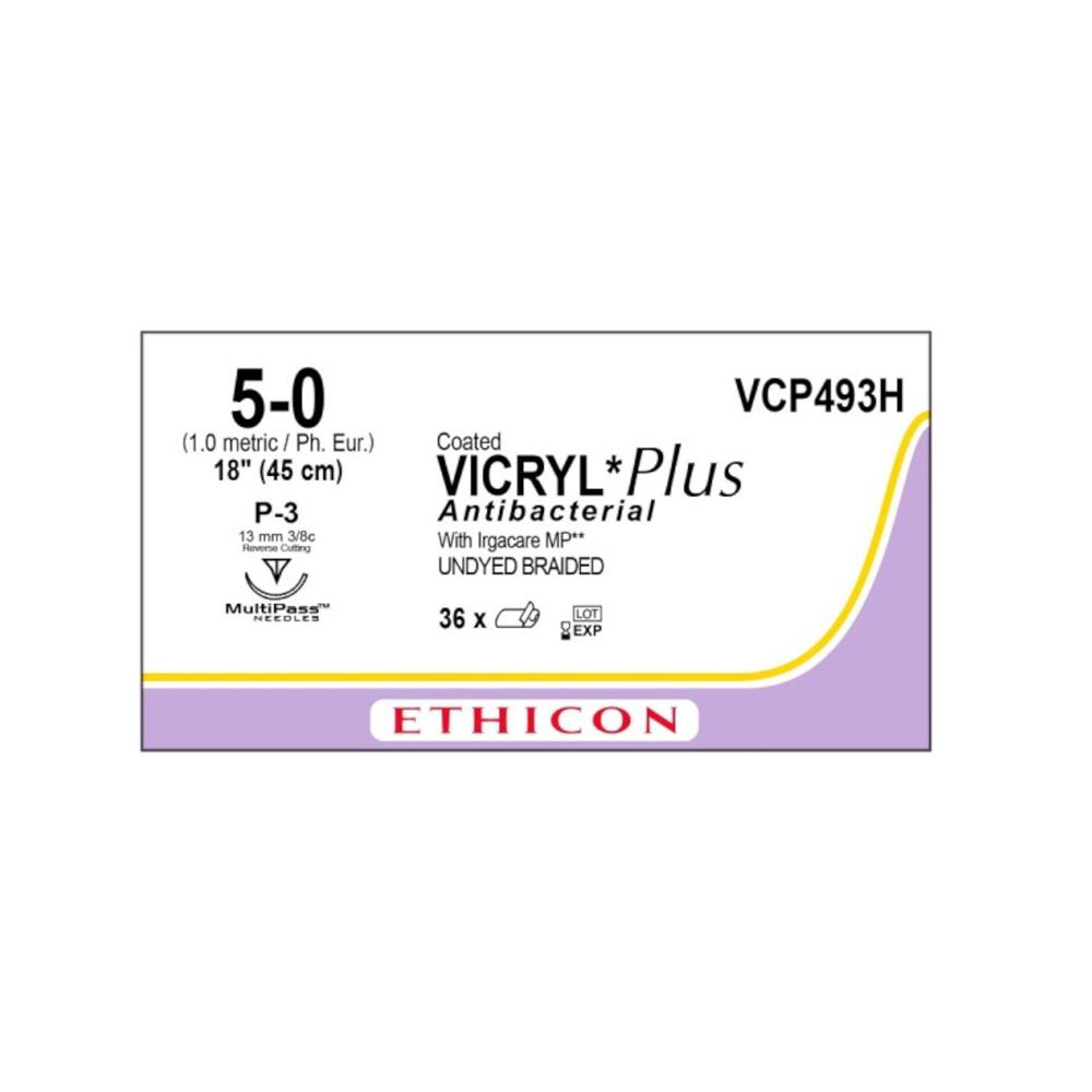 Ράμμα Vicryl Rapide No 5/0 με βελόνα 13mm Αντ. Κόπτουσα Πλαστικής P 3/8c, μήκος ράμματος 45cm