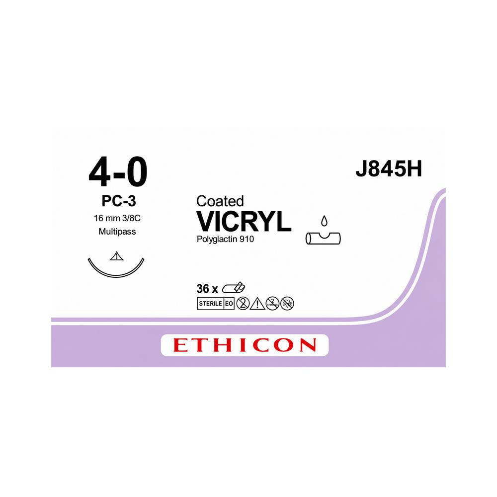Ράμμα Vicryl No 4/0 με βελόνα 16mm Κόπτουσα Πλαστικής P 3/8c, μήκος ράμματος 45cm