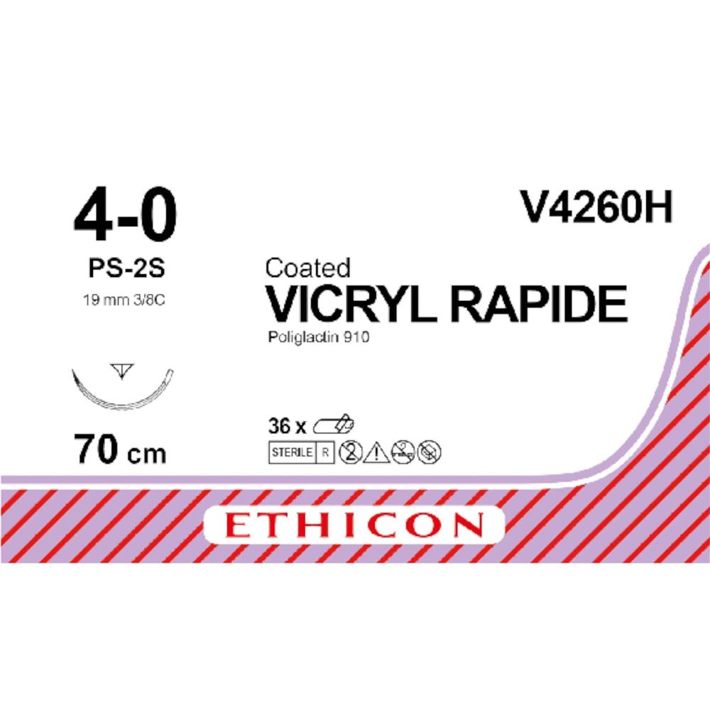 Ράμμα Vicryl Rapide No 4/0 με βελόνα 19mm Αντ. Κόπτουσα Πλαστικής Prime 3/8c, μήκος ράμματος 70cm