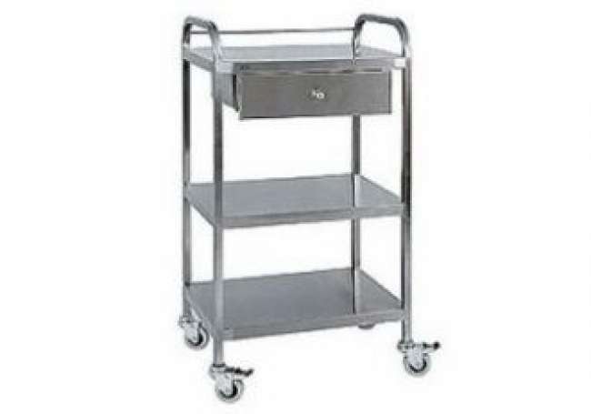 Dressing Trolley S/S with 3 shelves 1 drawer 40x60x100cm